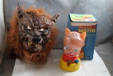 Vtg Werewolf Halloween Mask, Banko Matic