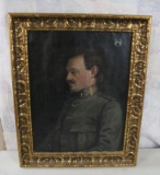 Antique Framed Oil Painting Soldier Signed