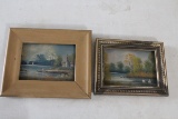 2 Framed Oil Paintings on Hard Board 9