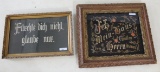 2 Antique Framed German Words 18.5