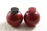 Red Pair Catalin Ball Shaped S&P Shakers