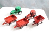 5 Diecast Farm Tractors & Wagons 1:64 Scale