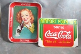 1948 Red Head Coca Cola Tray & Porcelain Sign