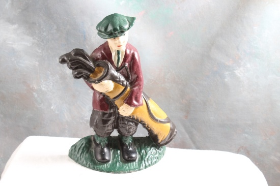 Cast Iron Golfer Door Stop 8"