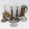 Wood candlesticks & stein, lamp & more