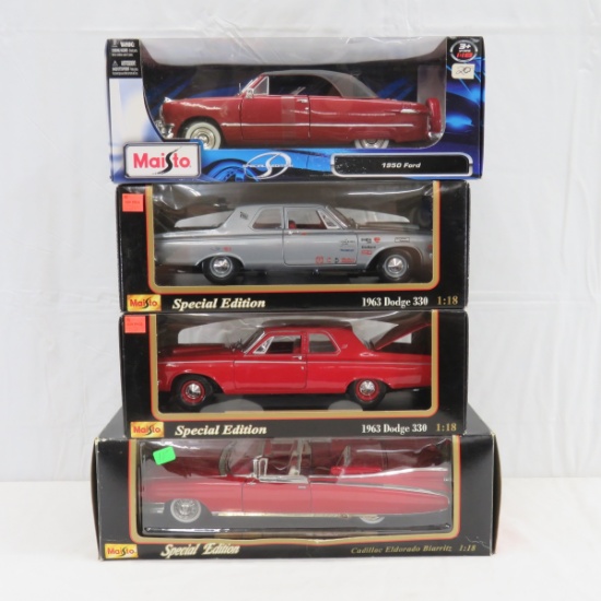 4 Maisto 1:18 Scale Diecast Models Ford, Dodge