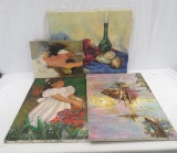 3 Unframed oil paintings- V Jackson, Delevine