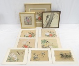 Asian artwork & needlework- some framed