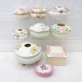 9 Porcelain Hair Receivers & Boxes- RS Prussia