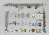 3 Sterling silver charm bracelets & charms 130+gtw