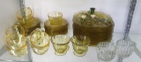 Vintage yellow & clear depression glass