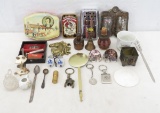 Wood butter press, key chains, tins, razors & more
