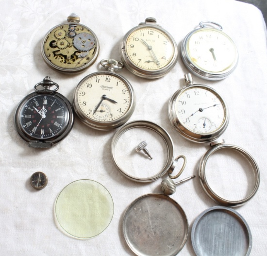 Group of Pocket Watches Parts/Repair Non-Working