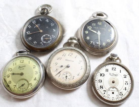 Group 5 Pocket Watches All Non-Working