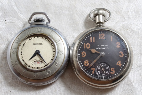 2 Pocket Watches Sentinel & Leonard Night Watch