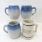 Red Wing Pottery Advertising Mug & 3 Barrel Mugs