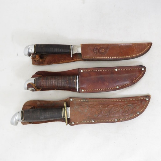 2 Western & West Cut K5 Knife in Sheaths