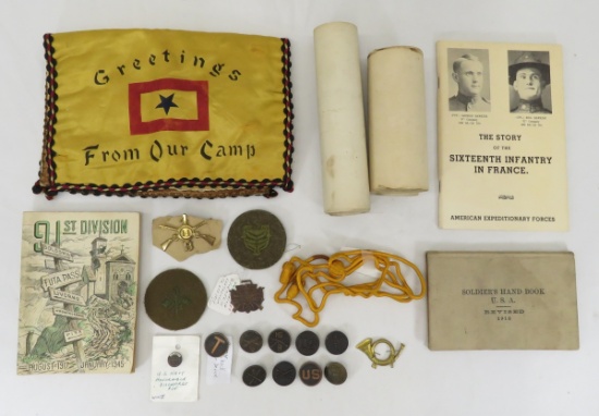 US Civil War and WWI Insignia and Ephemera