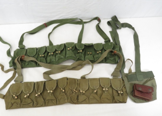 2 canvas ammo belts, bag and pouch