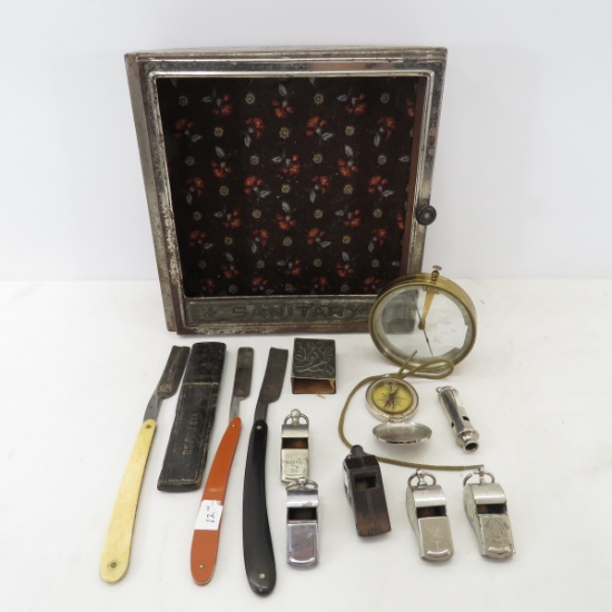 Straight Razors, compasses, whistles & more