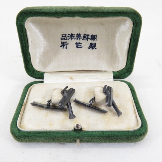 Sterling Silver Japanese cufflinks with case