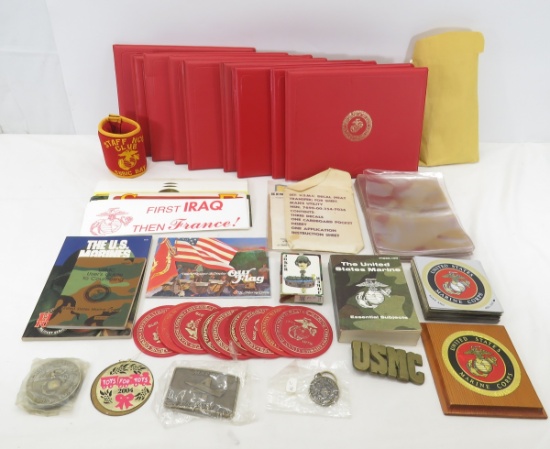 US Marines books, folders, bumper stickers, etc