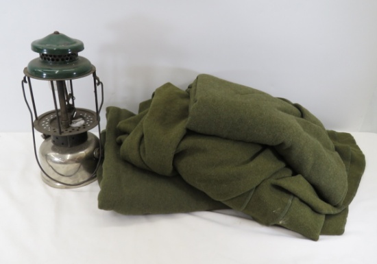 3 Military Blankets and Incomplete Lantern