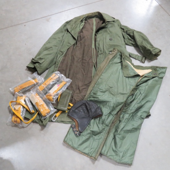 US Military coat, pants, cap & zip lines