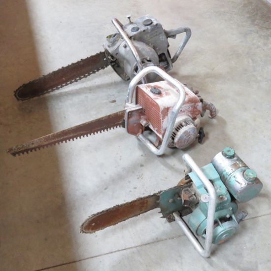 3 Vintage Gas Engine Chainsaws