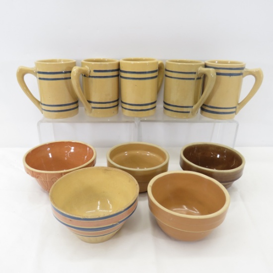 5 Buckey Pure Pottery Mugs & Misc Potter Bowls