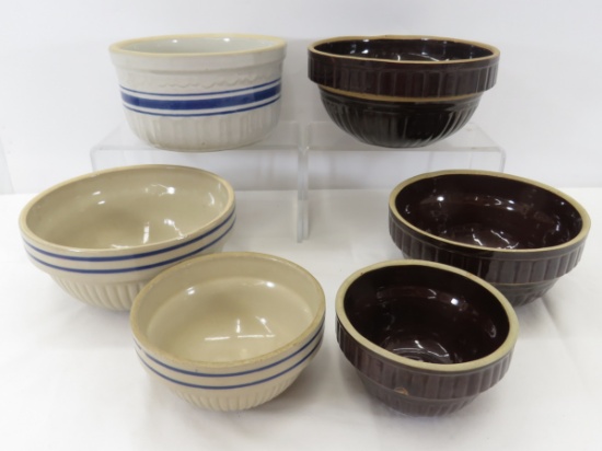 Stoneware Mixing Bowls Including Red Wing Brown