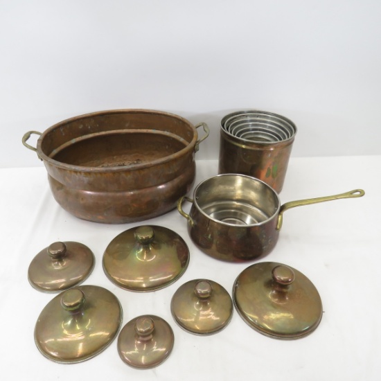 Assorted Copper Pots & Canisters