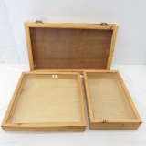 3 Table Top wood & Glass display cases