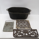 Cast Iron Roaster Bottom, grates, bed warmer