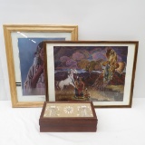 2 Pieces of Native American Art & Sand Box