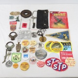 Lock with key, advertising stickers, key chains