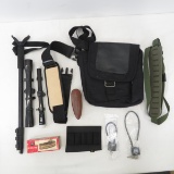 Monopod, rifle scopes and accessories