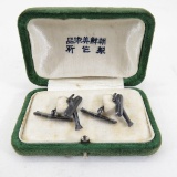 Sterling Silver Japanese cufflinks with case