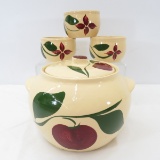 Watt Pottery Bean Pot with Lid & 3 Starflower