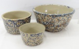 3 Red Wing Stoneware Spongeware Mixing Bowls