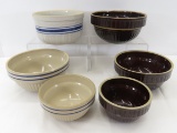 Stoneware Mixing Bowls Including Red Wing Brown