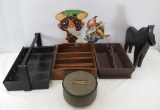 Black Folk Art Wood Horse, Garden Carriers & More