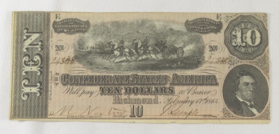 1864 $10 Dollar Confederate States of America Note