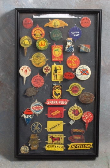 Framed Collection of Old Tobacco Tags
