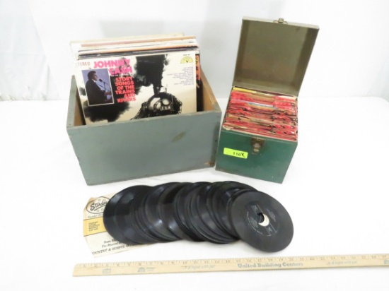 Vintage records & 45's, case of 45's