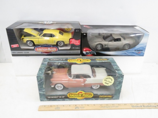 3 Diecast 1:18 scale Car Models in boxes