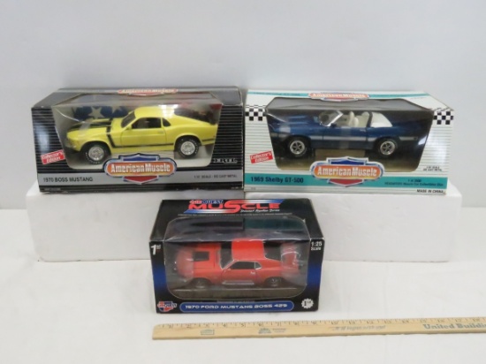 3 Diecast 1:18 Car Models in Boxes