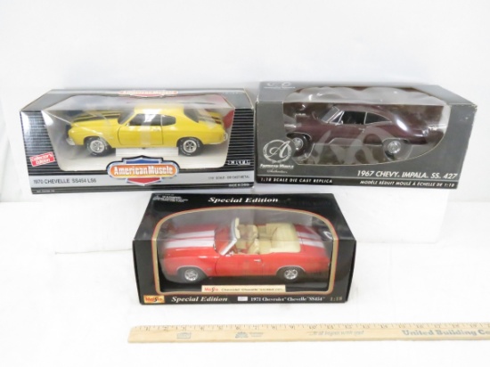 3 Diecast 1:18 scale cars NIB