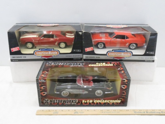3 Diecast 1:18 scale Car Models in Boxes