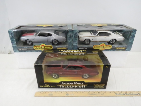 3 American Muscle Diecast 1:18 Car Models in Boxes